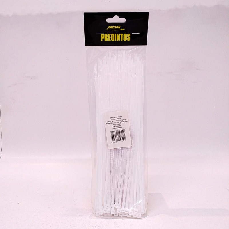 PRECINTO BLANCO 250mm X 3,6mm X 100 UNIDADES